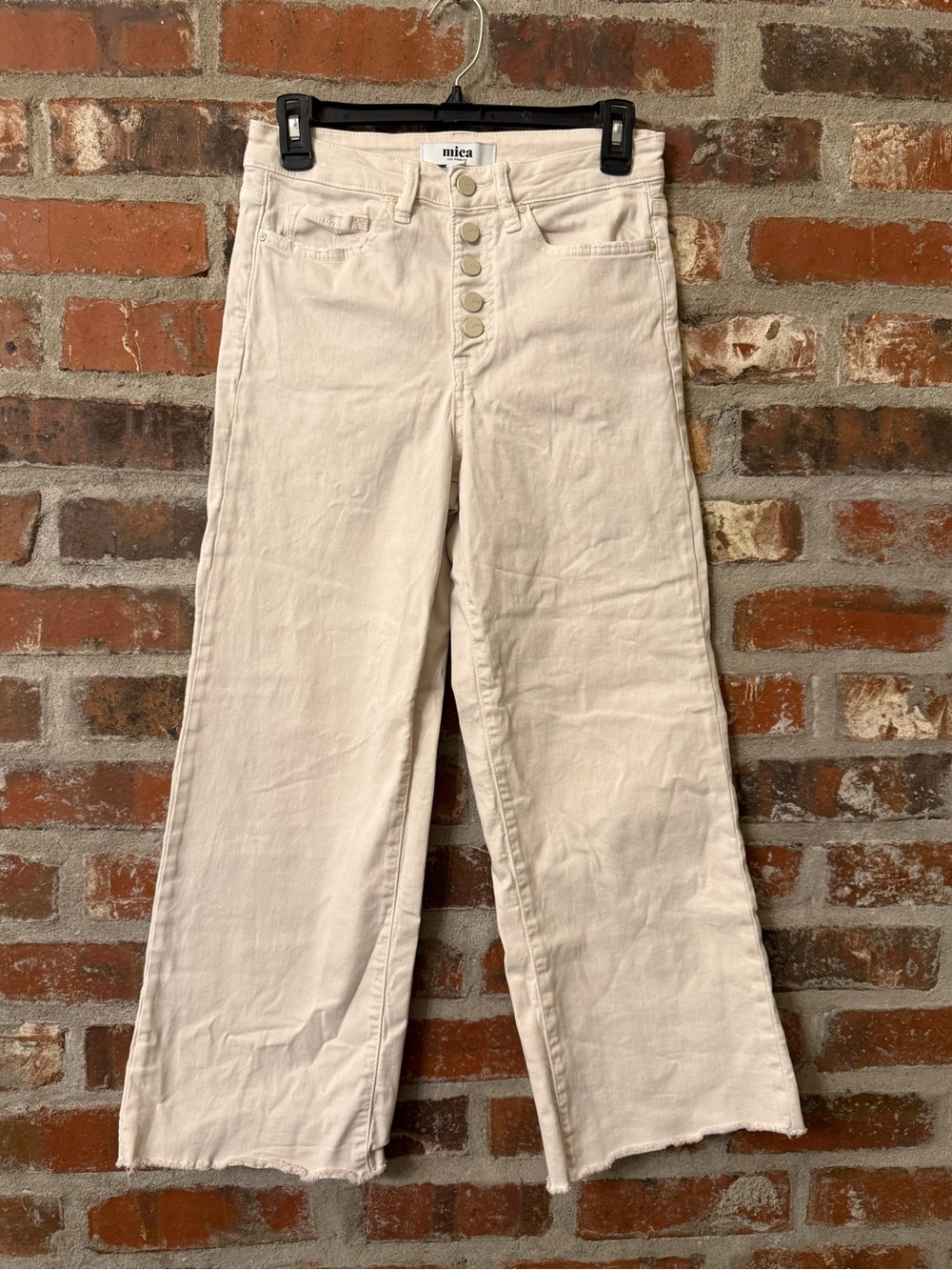 P141 - Mica High-Rise Cropped Wide-Leg Jeans in Cream